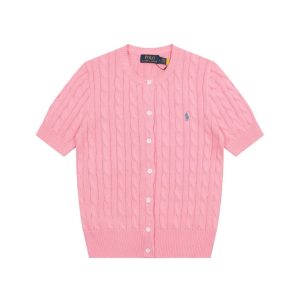 Polo Ralph Lauren Pink Cable Knit Short Sleeve Cardigan