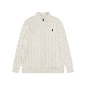 Ralph Lauren Cream Cable Knit Zip Mock Neck Sweater