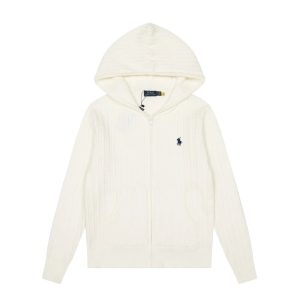 Ralph Lauren Cream Knit Zip Up Hoodie