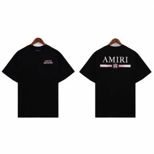 Amiri Logo Black Short Sleeve T-Shirt for Men