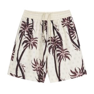 Men’s Tropical Palm Tree Print Casual Drawstring Shorts