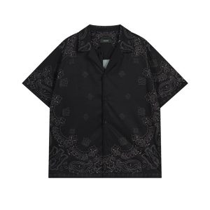 Amiri Black Paisley Short Sleeve Button Up Shirt