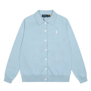 Ralph Lauren Light Blue Knit Button-Up Polo Cardigan