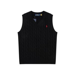 Ralph Lauren Black Cable Knit V Neck Sweater Vest