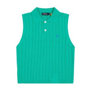 Polo Ralph Lauren Green Cable Knit Polo Sweater Vest