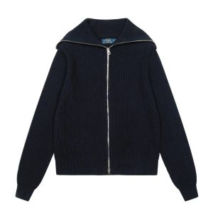 Ralph Lauren Men’s Navy Ribbed Zip-Up Sweater