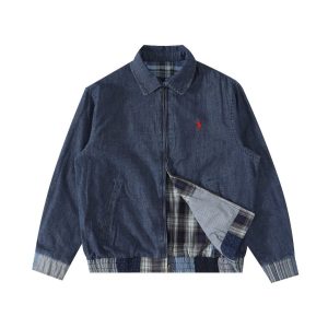Ralph Lauren Denim Harrington Jacket Plaid Lining Pony Logo