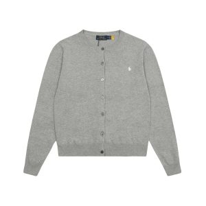 Ralph Lauren Gray Cotton Button Cardigan Sweater