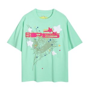 Sp5der Graphic T-Shirt Mint Green Oversized Tee