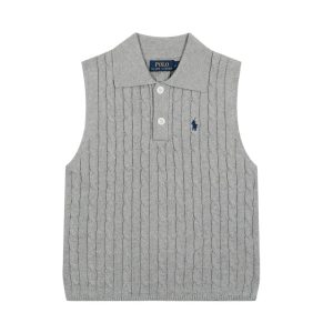 Polo Ralph Lauren Grey Cable Knit Sleeveless Sweater Vest