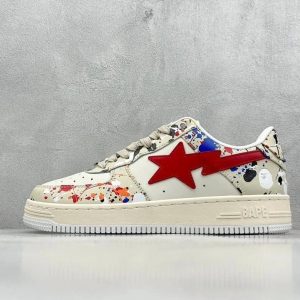 A Bathing Ape Bape Sta White Red Star Sneakers