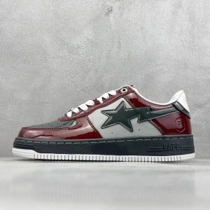 A Bathing Ape Bape Sta Red Leather Sneakers