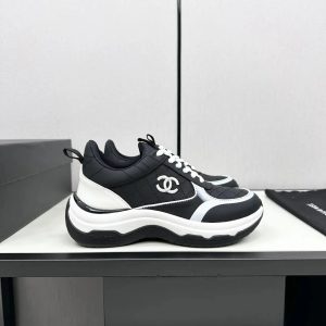 Chanel Black White Chunky Dad Sneakers Casual Running Shoes