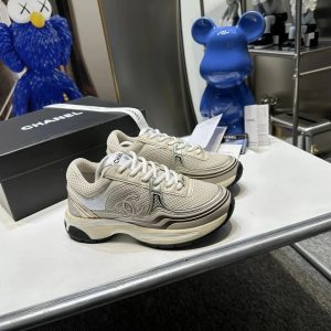 Chanel Beige CC Logo Platform Sneakers Shoes