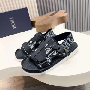 Dior Oblique Black Strap Sandals for Men