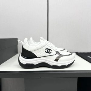 Chanel White Black Chunky Platform Sneakers Shoes