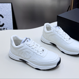 Chanel White Leather Platform Sneakers for Women