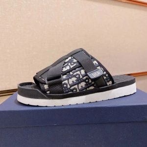 Dior Oblique Navy Platform Slide Sandals Shoes