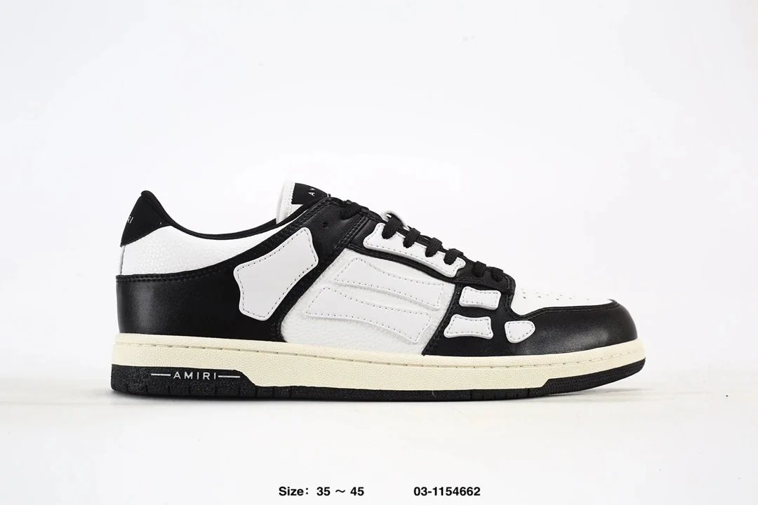 AMIRI Skel Low Black White Leather Sneakers - Buy at OopBuy