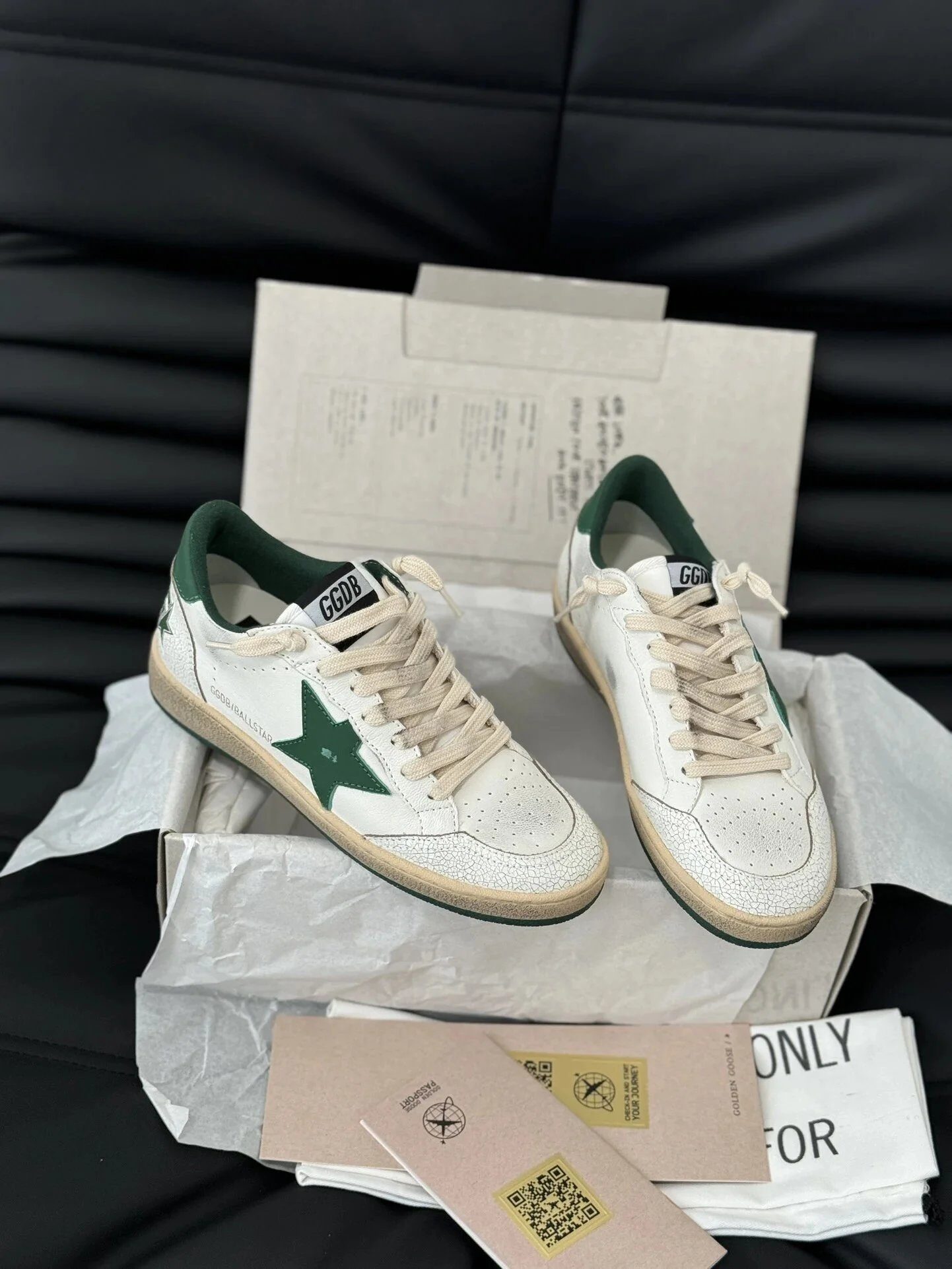 Golden Goose Ball Star White Green Star Sneakers - Buy at OopBuy