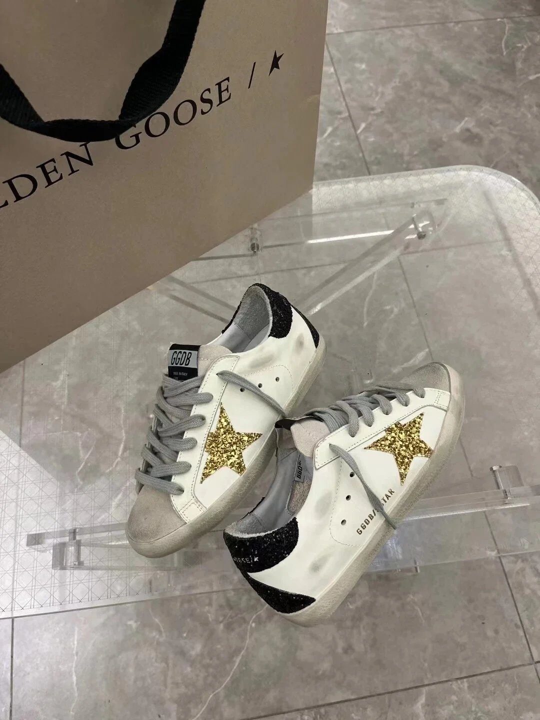 Golden Goose White Gold Star Distressed Sneakers - Buy at OopBuy