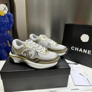 Chanel Women’s White Gold Low Top Sneakers