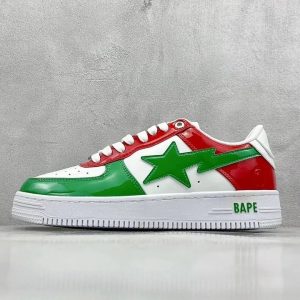 A Bathing Ape Bapesta Red Green White Low Sneakers