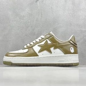 A Bathing Ape BAPE STA Low Gold White Sneakers