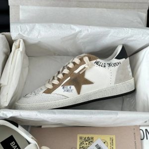 Golden Goose Ball Star White Brown Low Top Sneakers