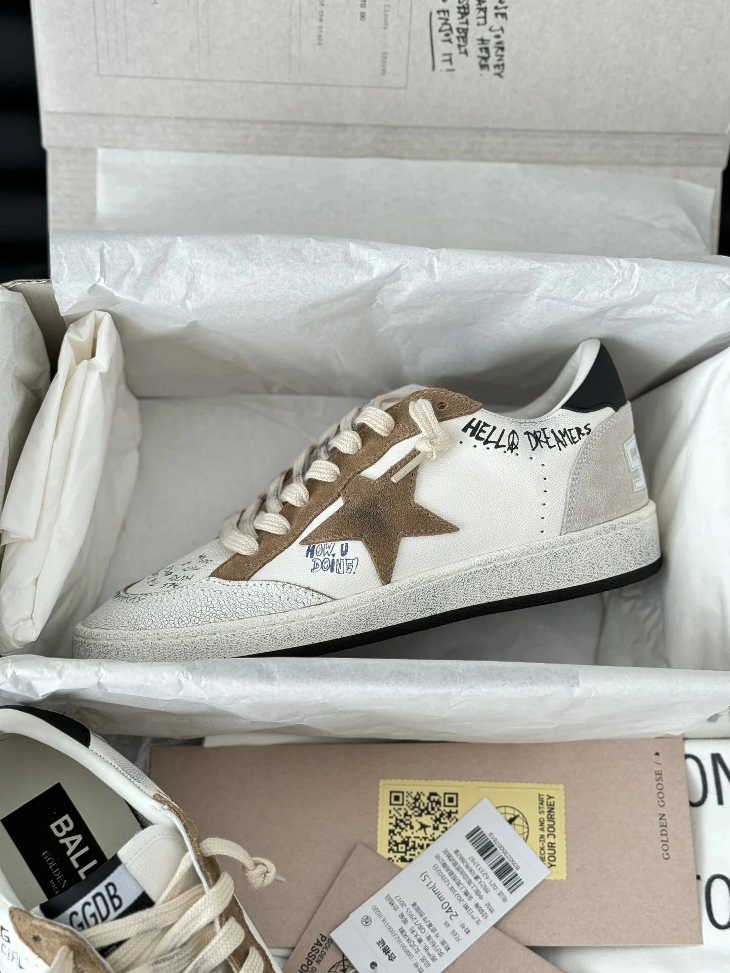 Golden Goose Ball Star White Brown Low Top Sneakers - Buy at OopBuy