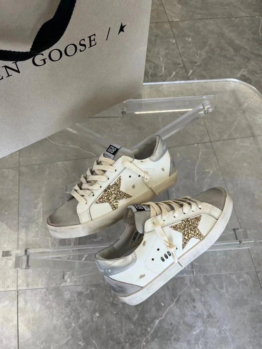 Golden Goose Superstar White Gold Star Sneakers - Buy at OopBuy