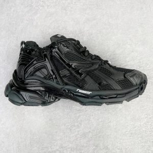 Balenciaga Runner Black Mesh Leather Sneakers