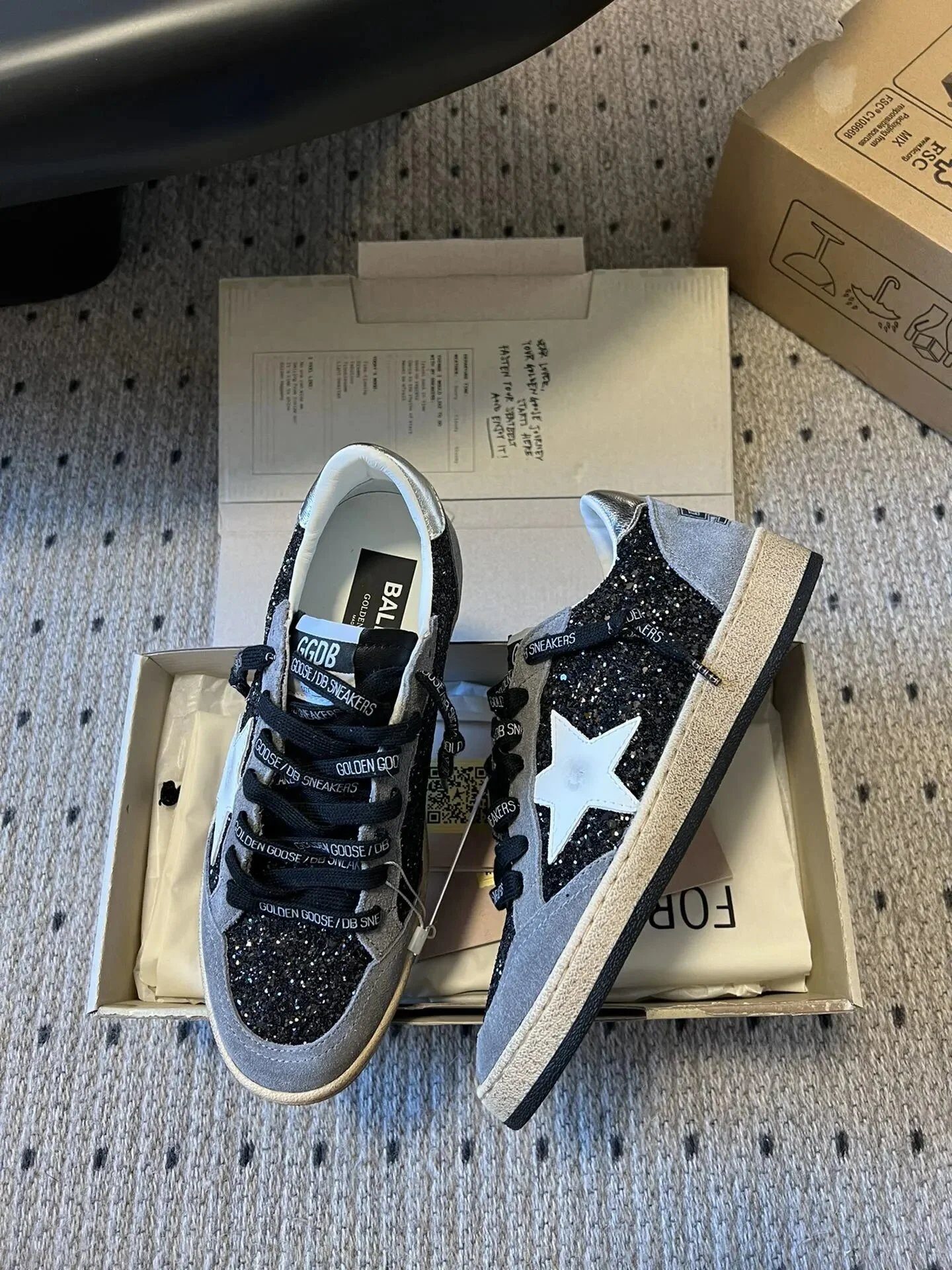 Golden Goose Black Glitter Star Sneakers - Buy at OopBuy