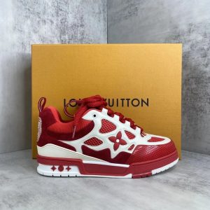 Louis Vuitton Red White Low Top Sneakers Shoes