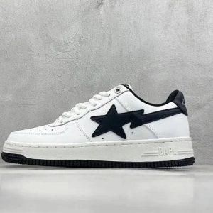 A Bathing Ape Bapesta White Black Star Low Sneakers