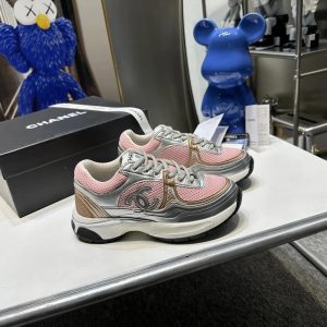 Chanel Pink Gray Chunky Sneakers Women’s Casual Shoes