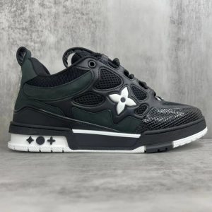 Louis Vuitton Black Mesh Leather Trainer Sneakers