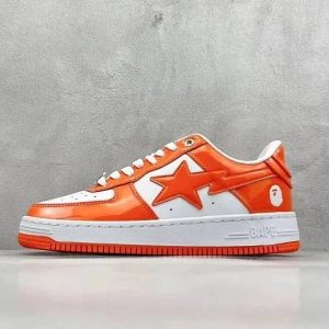 A Bathing Ape Bapesta Orange White Low Top Sneakers