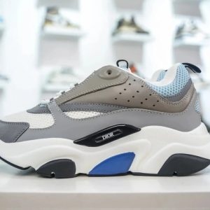 Dior B22 Grey Blue Chunky Sneakers Mens Running Shoes
