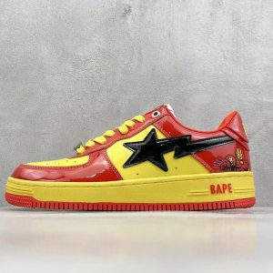 A Bathing Ape Bape Sta Red Yellow Low Sneakers