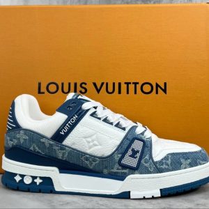 Louis Vuitton Trainer Blue Denim White Sneakers