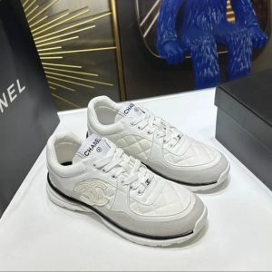 Chanel White Quilted CC Low Top Sneakers Shoes