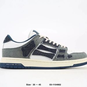 Amiri Denim Patchwork Low Top Sneakers Shoes