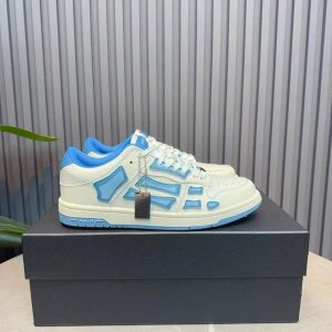 Amiri Skel Top Low White Blue Leather Sneakers
