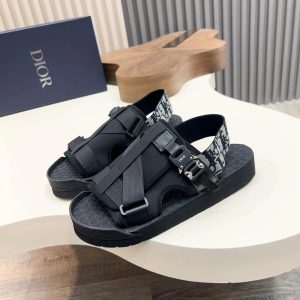 Dior Oblique Black Buckle Strap Sport Sandals