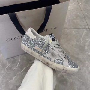 Golden Goose Superstar Silver Glitter Low Top Shoes