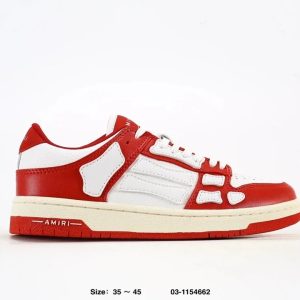 Amiri Low Top Red White Leather Sneakers Shoes