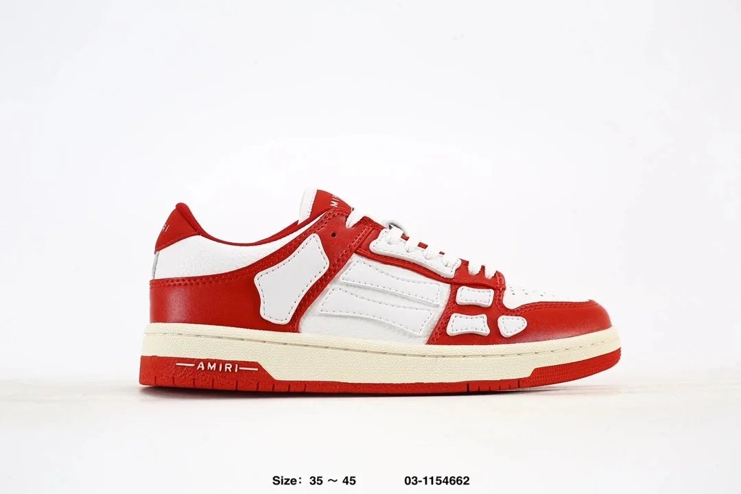 AMIRI Skel Top Low Red White Leather Sneakers - Buy at OopBuy