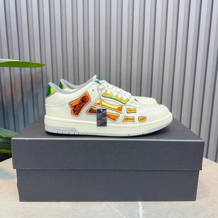 Amiri Skel Top Low White Orange Sneakers - Buy at OopBuy