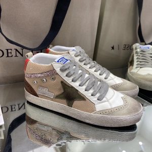 Golden Goose Mid Star Brown Canvas Sneakers